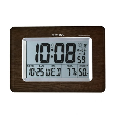 Seiko Everything Digital R WAVE Clock - Brown, QHR020BLH