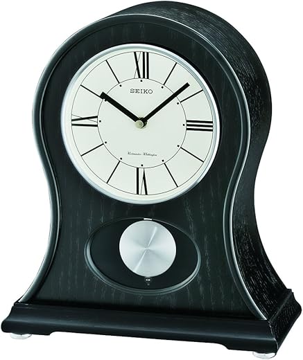 SEIKO James Rounded Mantel Chime Clock, Black