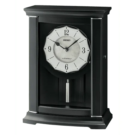 Seiko Jolie Mantel Clock, Black Analog, Mother of Pearl, QXW250KLH