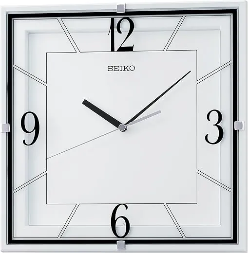 SEIKO Lanvin Non Ticking Wall Clock, White, 11 Inch