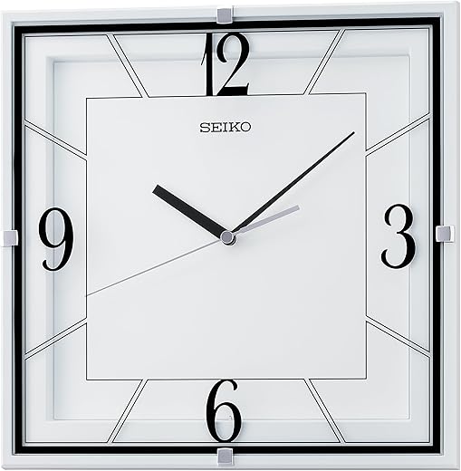 SEIKO Lanvin Non Ticking Wall Clock, White, 11 Inch