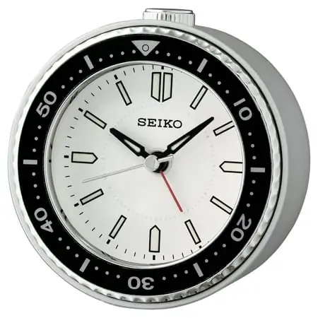 Seiko Mai Beep Alarm Clock, White, Analog, Quartz, QHE184JLH