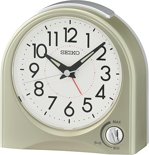 SEIKO Maris Non Ticking Desk/Alarm Clock, Gold