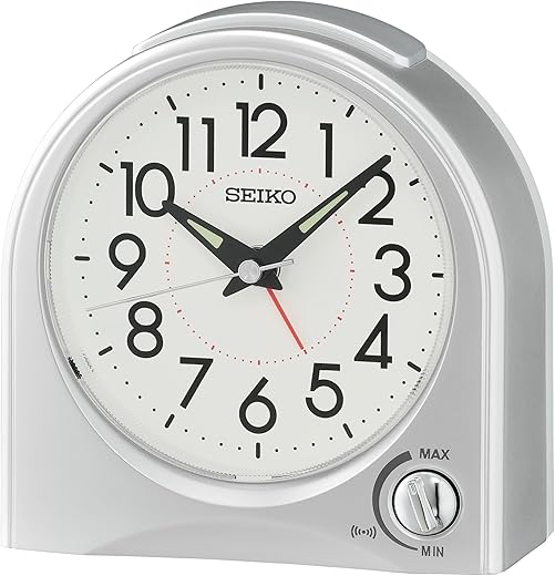 SEIKO Maris Non Ticking Desk/Alarm Clock, Silver