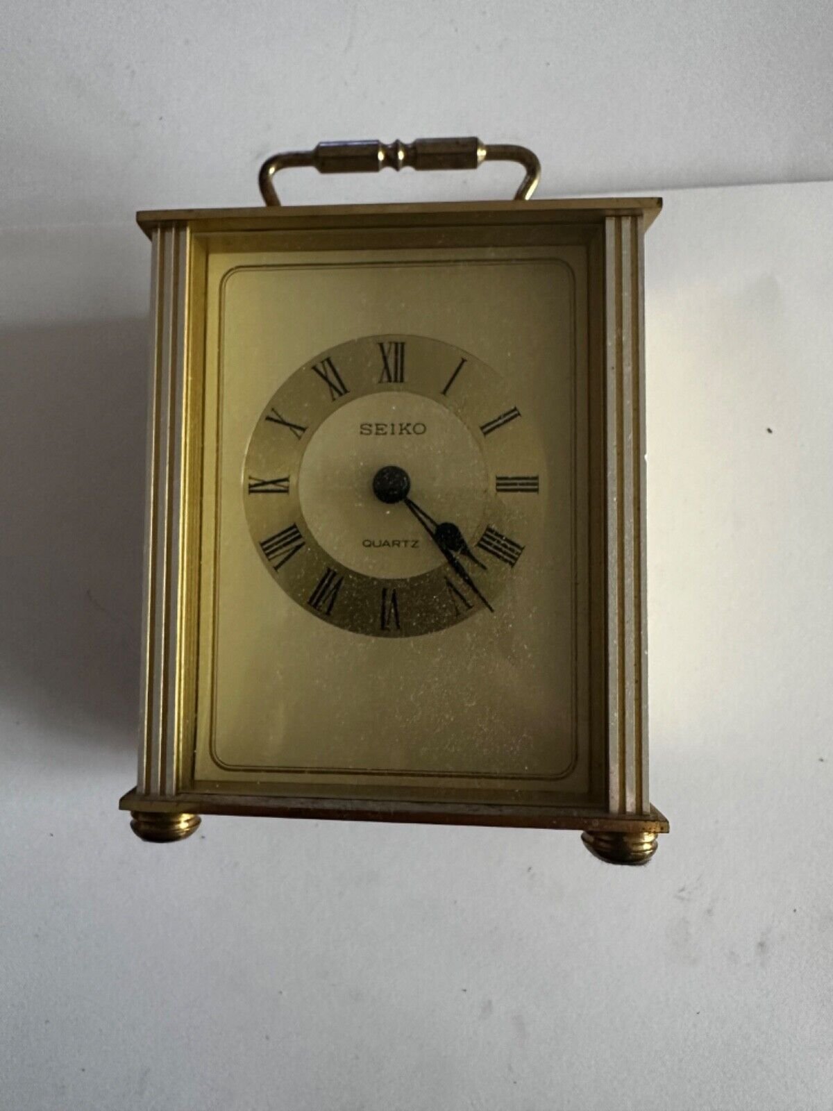 Seiko Quartz Brass Gold Tone Mantle Carriage Clock QP 281 G