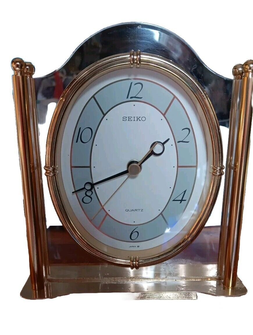 Seiko Quartz Mantel Clock with Lucite and Gold Floating Face - QQZ362F