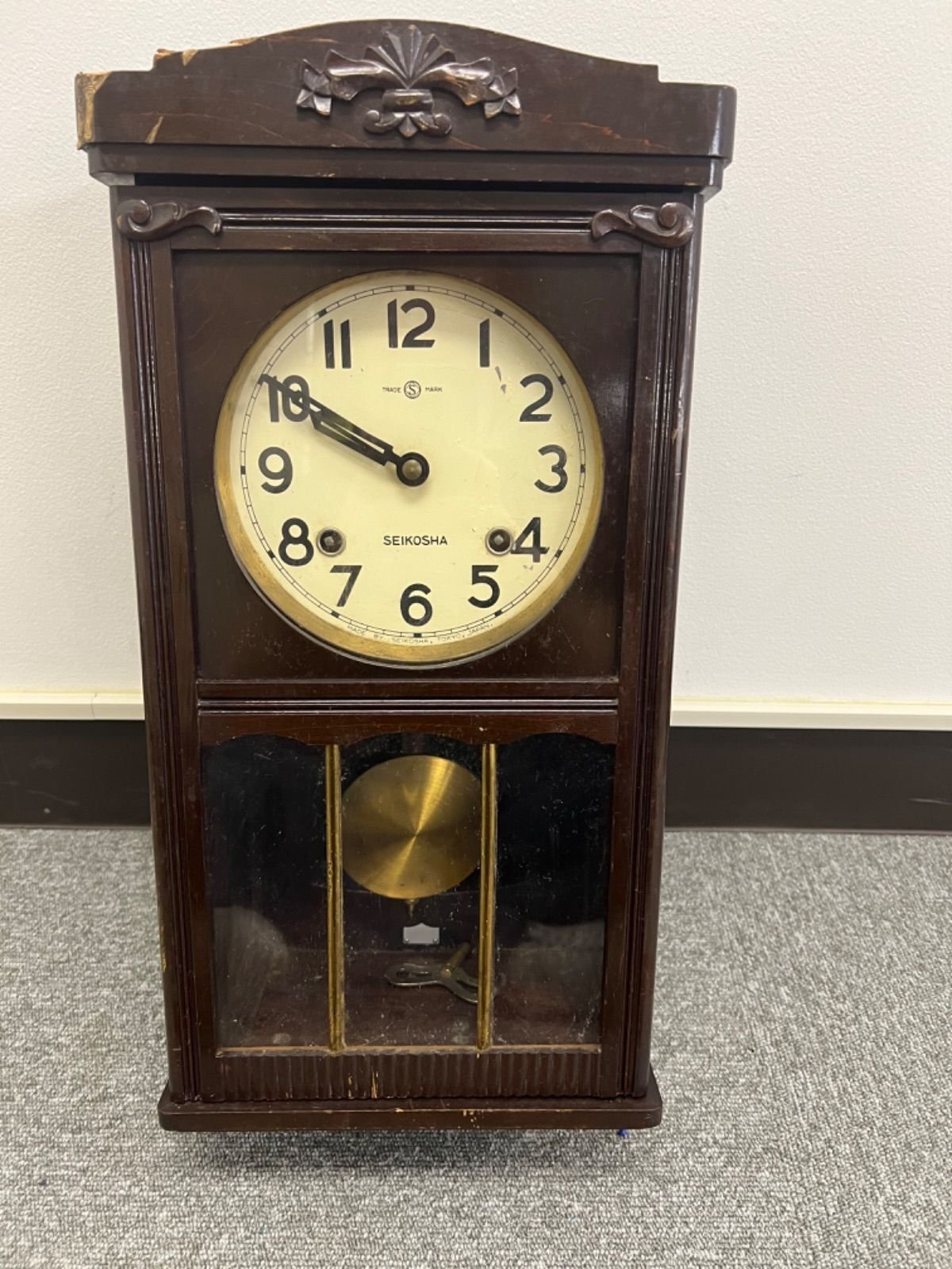 SEIKOSHA Pendulum Wall Clock Bonbon Clock Showa Retro Antique from Japan JUNK