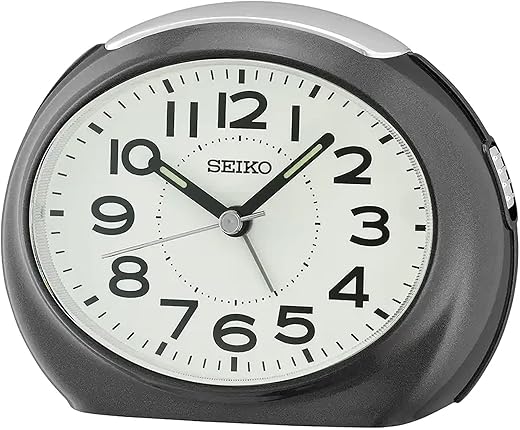 Seiko Tokai Bedroom Alarm Clock, Metallic Black