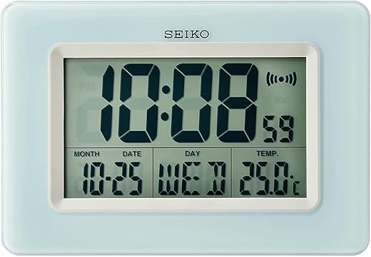 Seiko Yanai Bedroom Alarm/Wall Clock, Light Blue