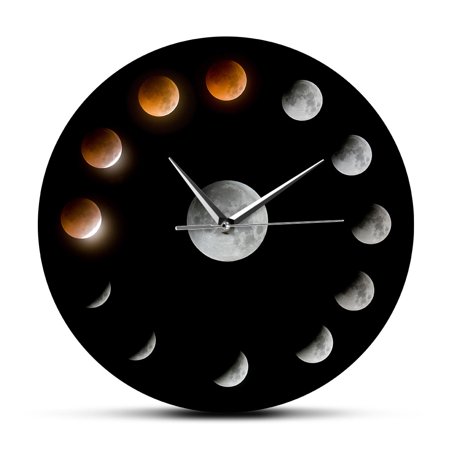 Series of Total Lunar Moon Phases Wall Clock Outer Space Lunar Cycle Home r Clock Super Moon in the Sky Clock