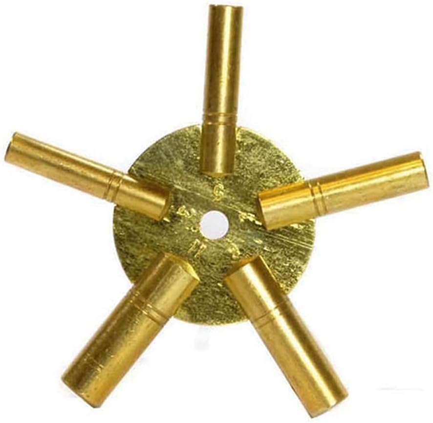 SE Universal Brass Clock Key for Winding Clocks, Odd and Even Numbers (Even 5 Prong)