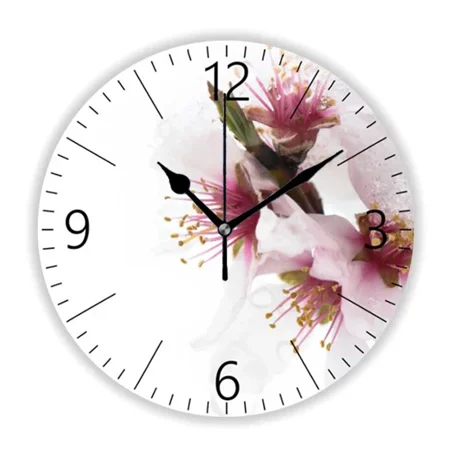 Shabby French Almond Pastel Pink Rose Floral Wall Clock Living Room Elegant Chic Flowers Watch Kitchen Bedroom Home r