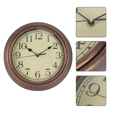 Shangfeng 12 Inch Vintage Style Silent Decorative Round Wall Clocks Non ticking Wall Clock Quartz Clock for Living Room Bedroom Home Office Decor (Brown)