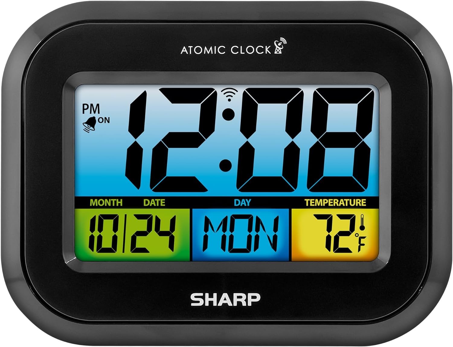 Sharp Atomic Digital Alarm Clock, Battery Operated Self-Setting Digital Wall