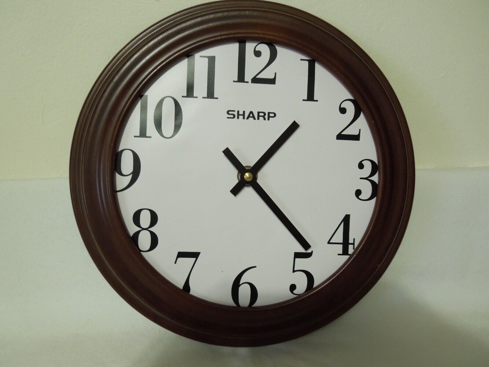 Sharp Quartz Wall Clock 10" Diameter Wood Frame New Movement Made in USA