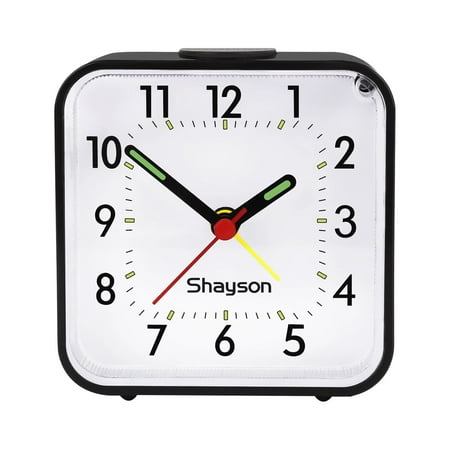 Shayson Digital Alarm Clock, Silent Electric Small Analog Clock, Snooze Digital Clocks with Light, Battery Operated Loud Alarm Clock for Bedroom, Bedside, Desk, Student (Black)