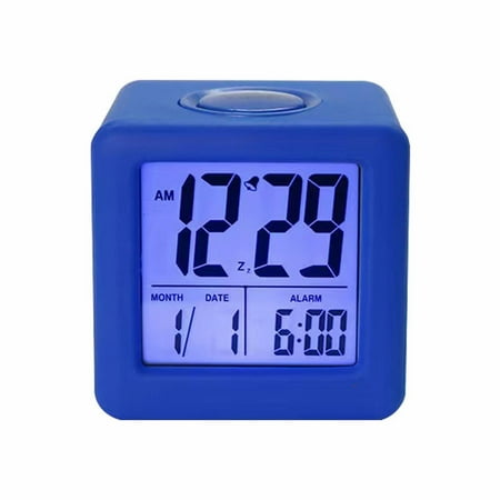 Shiogb Clearance Silicone Clock Lcd Digital Clock Non-Slip Student Small Alarm Clock Blue, Home Clock （1*Alarm Clock）