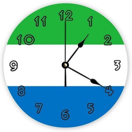 Sierra Leone Round Wall Clock Sierra Leone Flag Silent No Ticking Wall Clocks For Kitchen Bedroom Office Indoor Home Decor