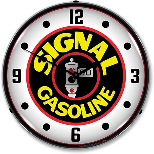 Signal Gasoline LED Wall Clock, Retro/Vintage, Lighted, 14 inch