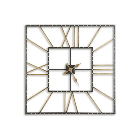 Signature Design by Ashley Casual Thames Wall Clock Black/Gold Finish