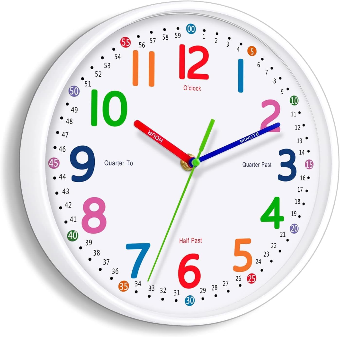 Silent Kids Wall Clock – Non-Ticking, Battery-Powered, Ideal for Teaching Time and Stylish Décor in Any Room - 8 Inch