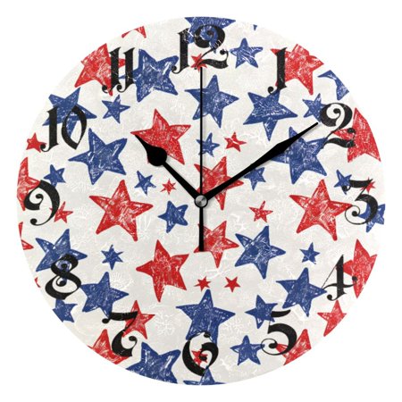 Silent Wall Clock Stars 10 Non-Ticking Battery Clock Rustic Retro Home Decorative for Living Room Kitchen Bathroom