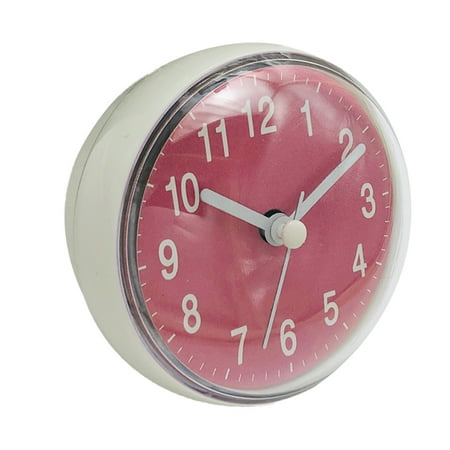 Silent Waterproof Bathroom Clock, Shower Clock, Wall Clock, Silent Non-Ticking Battery Operated, Suction Cup Wall Clock, Kitchen Clock,Pink，G180844