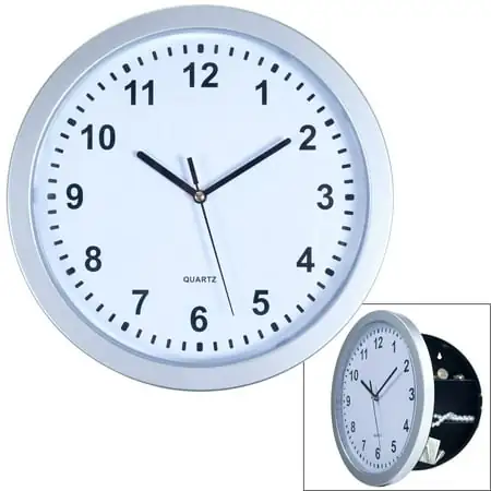 Silver Wall Clock with Hidden Safe - 10 inches by 10 inches