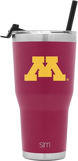 Simple Modern Officially Licensed Collegiate Minnesota Golden Gophers Tumbler with Straw and Flip Lid | Insulated Stainless Steel 30oz Thermos | Cruiser Collection | University of Minnesota