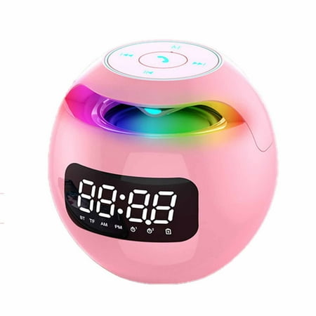 Skegnu Loud Alarm Clock Wireless Bluetooth Speaker Colorful Subwoofer With LED Display FM Radio Alarm Clock Bluetooth Hifi Card MP3 Music Play Alarm Clocks for Kids