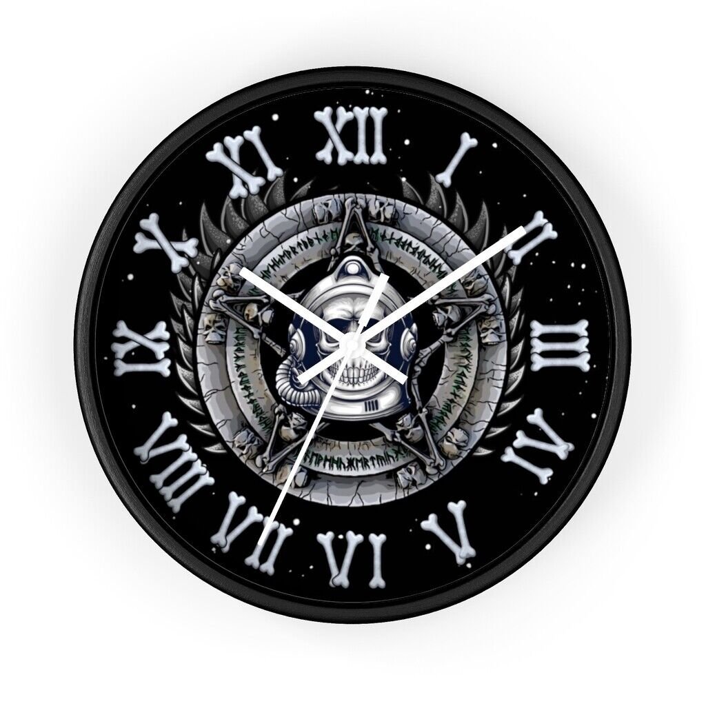 Skeleton Clock Astronaut Skull Roman Numeral Bones 10 in Wall clock Gift for Men