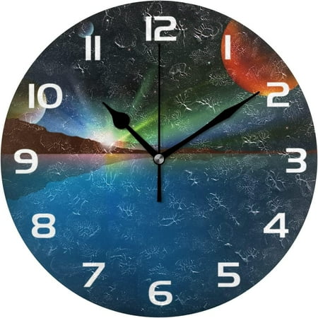 SKYSONIC Space Galaxy Wall Clock 10 Inch Silent Non Ticking Round Clock Oil Painting Clock Easy to Read Clock for Living Room Bedroom Bathroom Home Decor