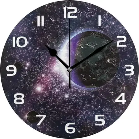 SKYSONIC Space Galaxy Wall Clock 10 Inch Silent Non Ticking Round Clock Oil Painting Clock Easy to Read Clock for Living Room Bedroom Bathroom Home Decor