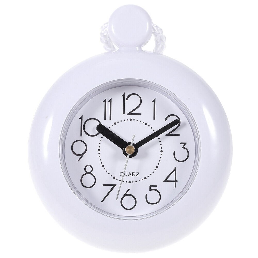 Small Battery-operated Hanging Bathroom Clock Waterproof Wall