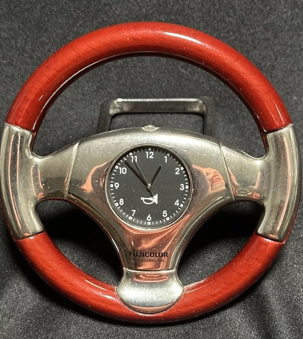 Small Desk Clock Vehicle Steering Wheel Fuji Color Inscription