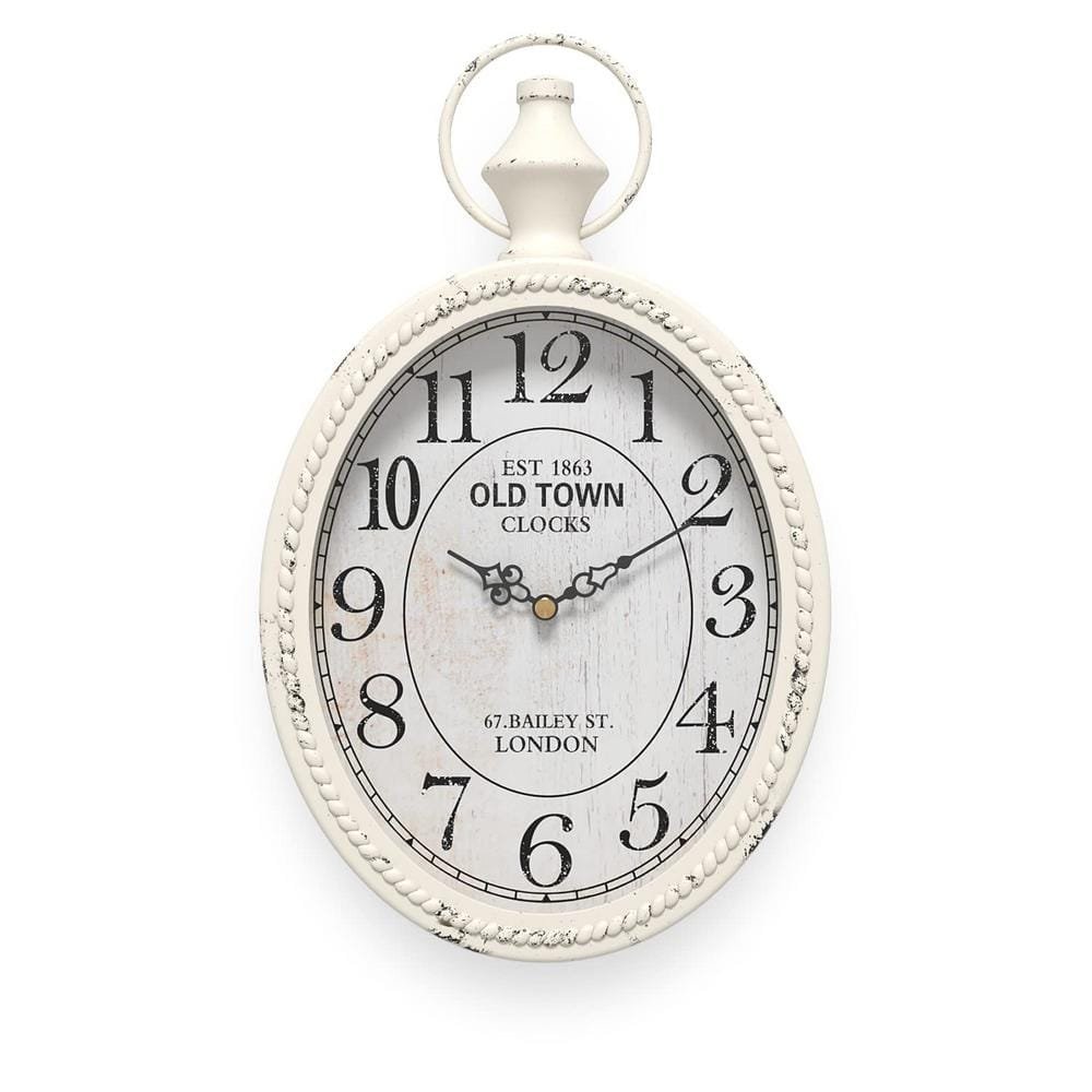 Small Retro Oval Wall Clock, Antique Old Design, White Vintage Style, Battery...