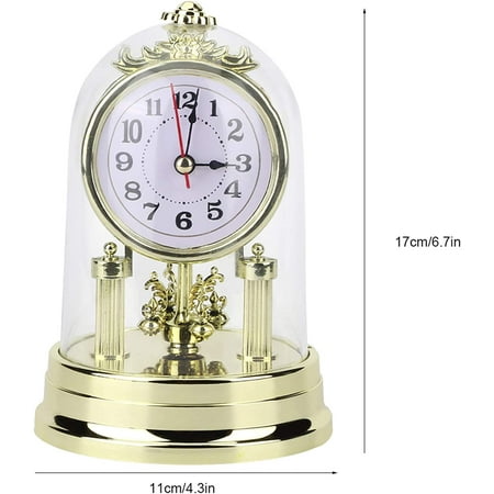 Small Table Clocks, Vintage Classic Non-Ticking Tabletop Alarm Clock With Clear Cov[3820]