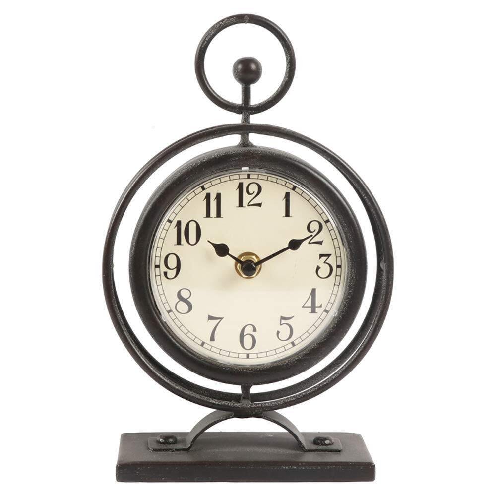 Small Vintage Metal Desk Clock, Decorative Table Clock for Living Room Decor,...