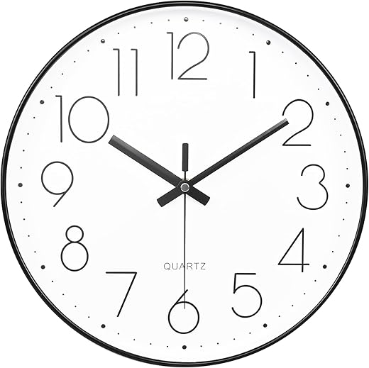 Small Wall Clock Battery Operated, Silent Non-Ticking Analog Clocks for Bedroom, Bathroom, Kitchen (8 Inch, Black)