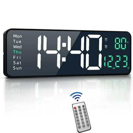 Smart Digital Alarm with Clock LED Display, Temperature Display, Adjustable Brightness and USB Charger Ports,16