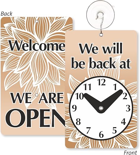 SmartSign “We Will Be Back - Welcome We are Open” Two-Sided Be Back Clock Sign | 7.75 x 4.75 Plastic