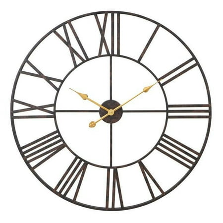 Solange Round Metal Wall Clock, Dark Brown - 30 in.