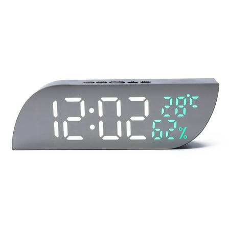 Solar And Wind Power Parts Electronic Compact Clock with Mirror Display, Backlight,Temperature And Humidity White+Green