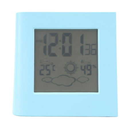 Solar Battery Dual Energy Alarm Clock Weather Forecast Temperature Humidity Alarm Clock Blue