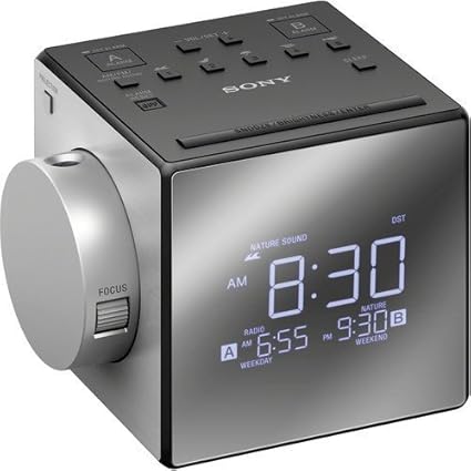 Sony Compact AM/FM Dual Alarm Clock Radio with Large LED Display Plus 6ft Aux Cable Bundle