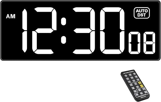 Soobest Digital Wall Clock with Seconds for Gym, Remote Countdown Timer Large LED Display 5 Dimmer (White)