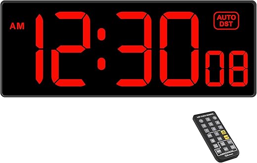 Soobest Digital Wall Clock with Seconds for Gym, Remote Countdown Timer Large LED Display 5 Dimmer