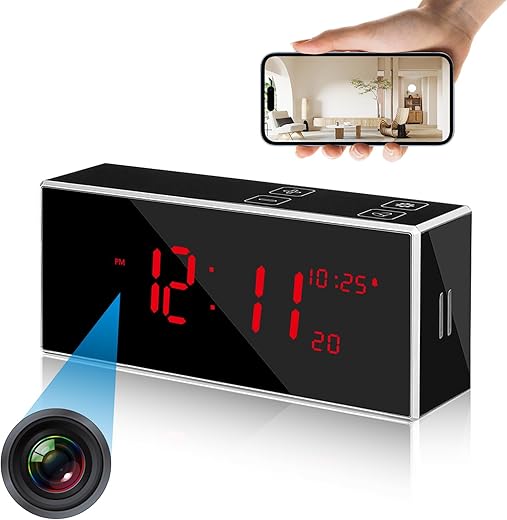 SOPKVL Spy Camera Hidden Camera Clock with Dual-Mode Night Vision WiFi Live Monitoring 160° Ultra-Wide Angle and Motion Detection HD 1080P Nanny Cam Hidden Camera for Home Security