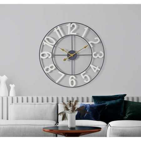 Sorbus Large 24 inch Decorative Round Analog Wall Clock Battery Operated With Numeral Style Design - 24 White