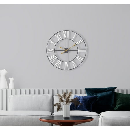 Sorbus Large Decorative Round Analog Wall Clock Battery Operated with Roman Numeral - 12 inch